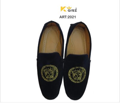 Men’s Black Navy Velvet Embroiderer Moccasin Loafers Shoes for Men & Boys