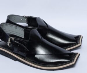 Peshawari Chappal Charsadda Black Leather Chappal Single Sole