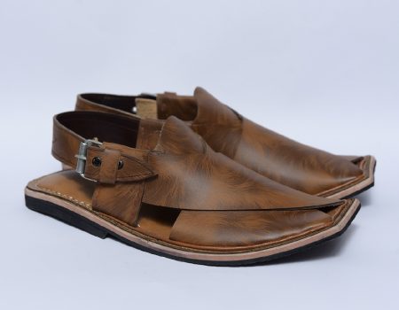 Peshawari Chappal Sandal Gents Genuine Leather Brown  Double Shaded Soft Insole