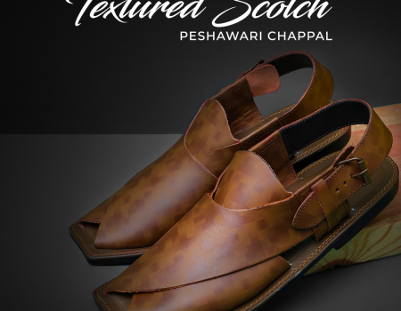 Peshawari Chappal / Sandal – Gents – Genuine Leather – Brown – Double Shaded – Soft Insole – Thin Tyre sole
