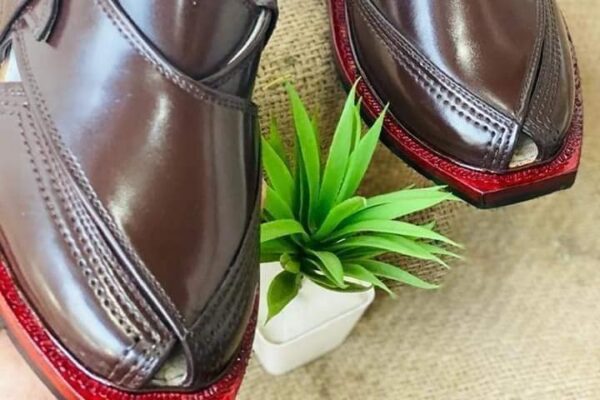 Buy online Men’s Leather patent Original Quetta Norozi Double sole Peshawari Chappal Kheri in Pakistan sku1650 Brown
