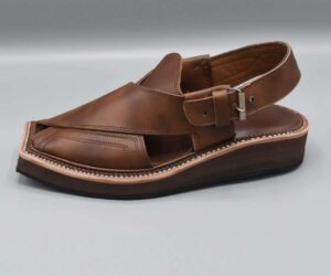 Kaptaan Chappal Brown Double Shade Leather Handmade Chappal