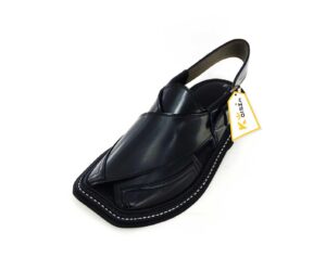 Peshawari Chappal Tripple Gear Black Color Leather