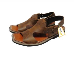 Panjadar Kohati Chappal Peshawari  Pure Leather Handmade Brown