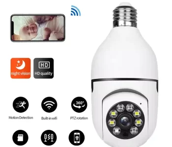 Light Bulb Camera, Home WiFi 360 Degree CCTV Pan IP Camera