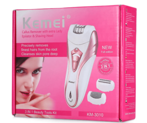 Kemei KM – 3010 3 in 1 Epilator Shaver  Electric Rechargeable Cordd and Cordlesss  Hair Remover and Callus Remover