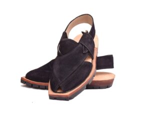 Suede Sabir Leather Norozi Chappal Black