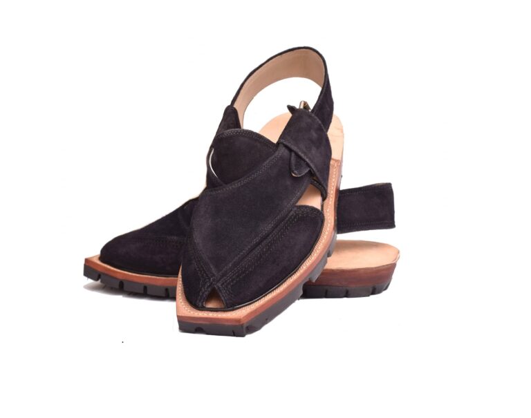 Suede Sabir Leather Norozi Chappal Black