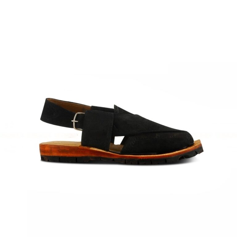 Suede Sabir Leather Norozi Chappal Black