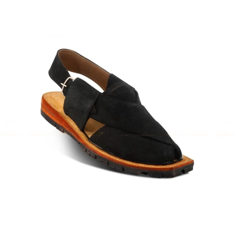 Suede Sabir Leather Norozi Chappal Black