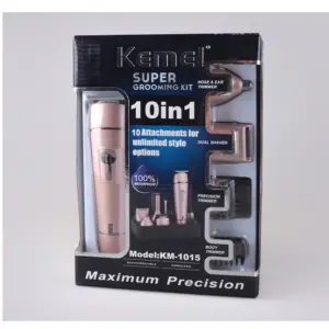 Kemei Hair Trimmer KM-1015 Rechargeable Hair Clipper 10in1 Electric Shaver Beard Shaving Nose Hair Trimmer Eyebrow Wash