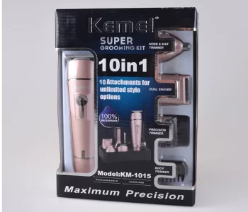 Kemei Hair Trimmer KM-1015 Rechargeable Hair Clipper 10in1 Electric Shaver Beard Shaving Nose Hair Trimmer Eyebrow Wash