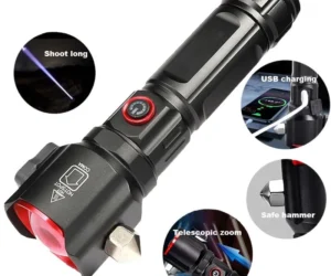 Led Emergency Flashlight Multi-Functional Long Range With Powerbank