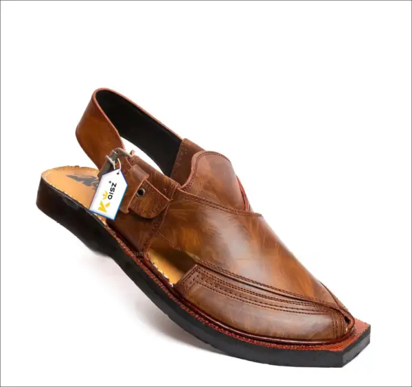 Norozi Chappal Leather Single Sole Double Shade texture