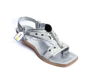 Kohati Chappal Tilla Zari Cut Work Sandal Silver