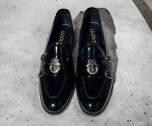 Double Monk Billionaire Black Loafers