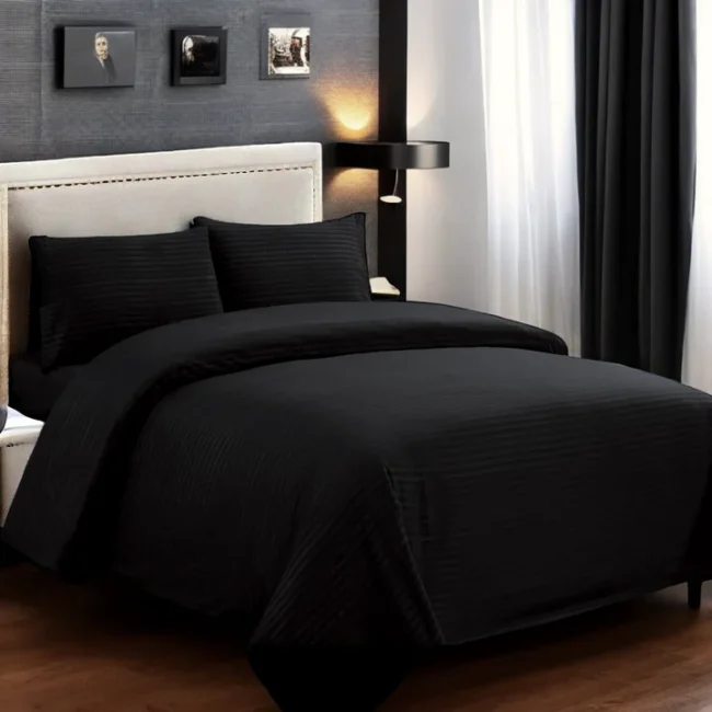 Black Stripe Double Bedsheet - Db204 kaisz