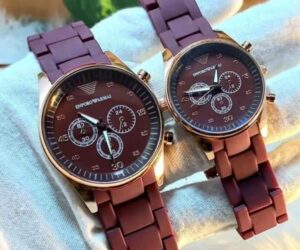 100% Imported Premium Quality Brown Couple Watch