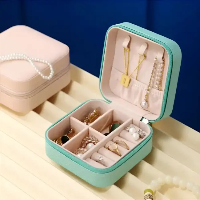 Mini Jewelry Organizer – Stylish and Portable Compact Storage Box for Rings, Earrings, (1)_8