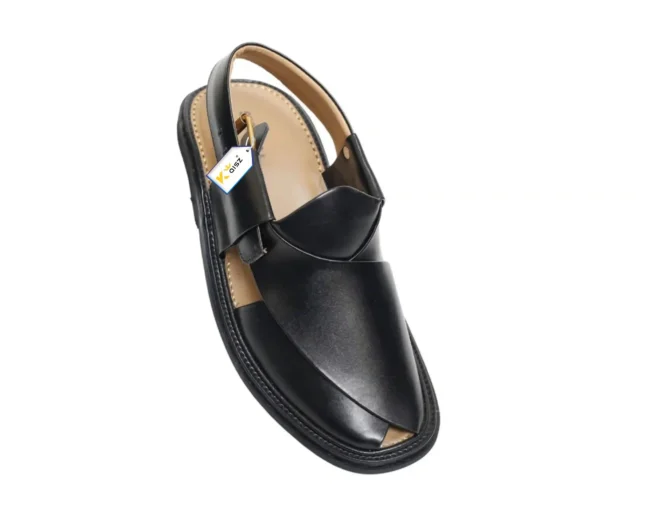 Peshawari Chappal Black Round Shape