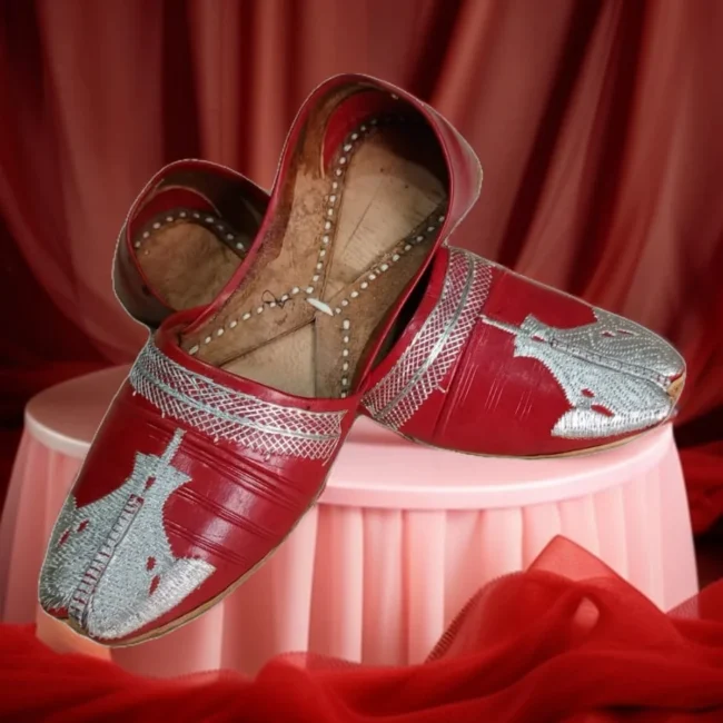 gents khussa tilla work red silver (11)