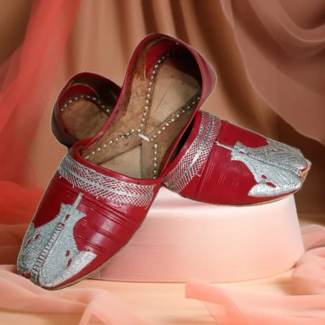 gents khussa tilla work red silver (11)