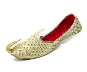 Pure Leather Khussa Zari Work Gold Cut Dana Work Leather Sole Gents Wedding Wear