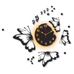Buy Flying Butterflies Wooden Wall Clock Pakistan 3D laminated design with backlight