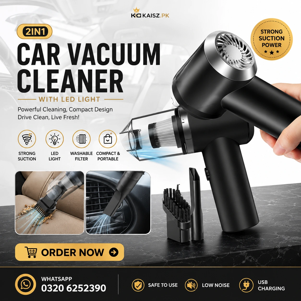 Car vacuum cleaner in Pakistan portable 2 in 1 strong suction device