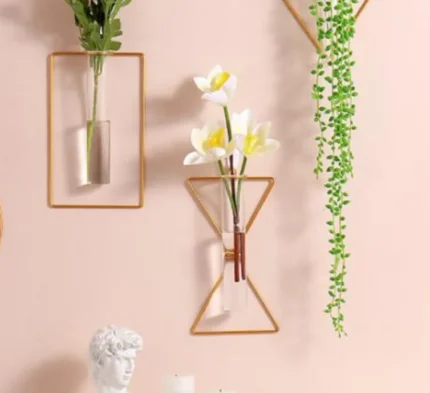 4pcs Wall-mounted Glass Vase Home Decor Wall Decoration