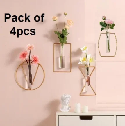 4pcs Wall-mounted Glass Vase Home Decor Wall Decoration