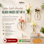 4Pcs Wall Mounted Glass Vase Set for Elegant Home Wall Decor