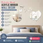 Butterfly Heart Acrylic Mirror Wall Decor for bedroom wall decoration Pakistan