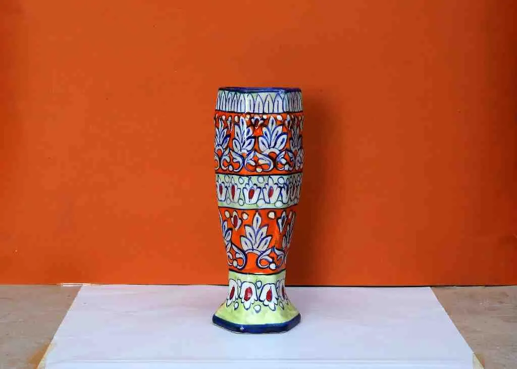 Blue Pottery Flower Vase kaisz store