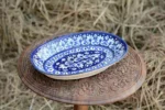 Blue Pottery Oval Shape Rice Tray 13.5x9