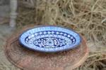 Blue Pottery Oval shape rice tray 12.5x9