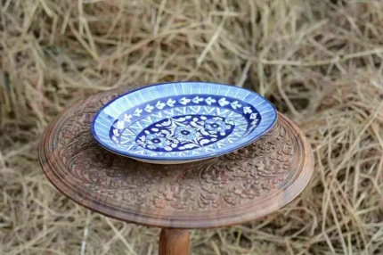 Blue Pottery Oval shape rice tray 12.5x9