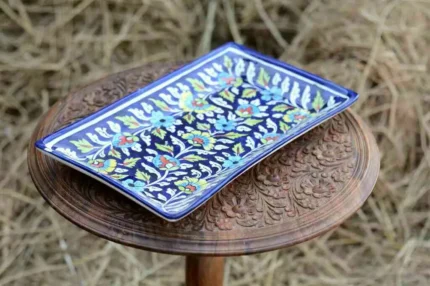 Blue Pottery Rectangular Dish