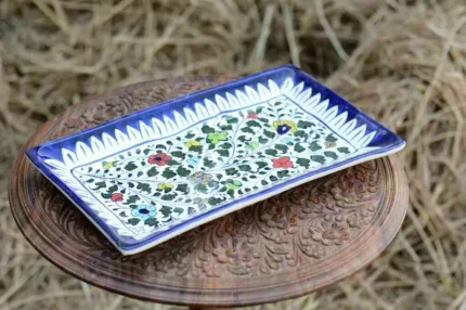 Blue Pottery Rectangular Dish