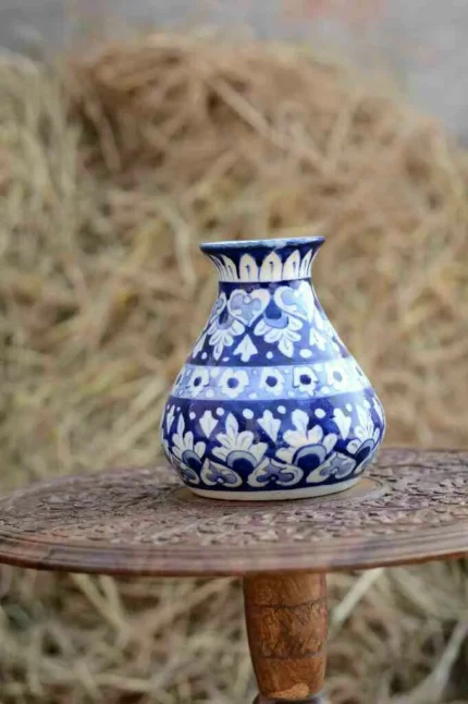 Blue Pottery Vase7.5x7- kaisz