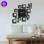 Buy Wooden Wall Clock with LED Backlight – Modern Square Laminated Roman Numeral Wall Clock for Home & Office | Buy Online Pakistan - Image 2