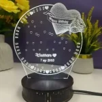 Customized 3D illusion heart flower name lamp glowing acrylic design Pakistan