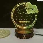 Customized 3D illusion heart flower name lamp glowing acrylic design Pakistan