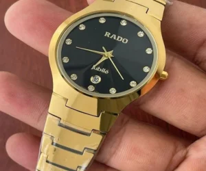 Round Golden Ceramic Rado Diastar Watch for Men