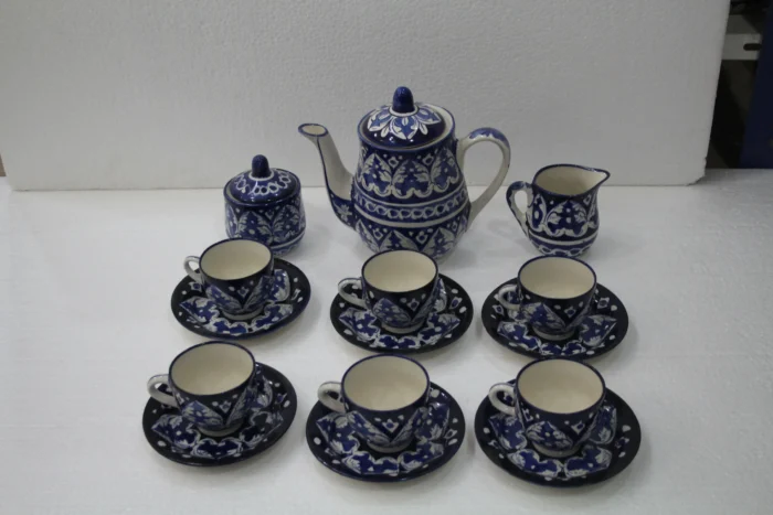 Handmade Blu Pottery Tea Set