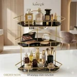 Luxury Makeup Organizer Pakistan gold makeup organizer with perfume storage display