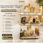 Luxury Makeup Organizer Pakistan gold makeup organizer with perfume storage display