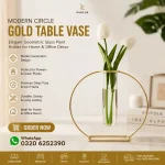 Modern Circle Gold Table Vase with glass tube flower holder