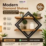 Modern Floating Wall Shelf Pakistan with MDF plank and metal frame