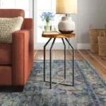 Wood Black Metal Accent Table